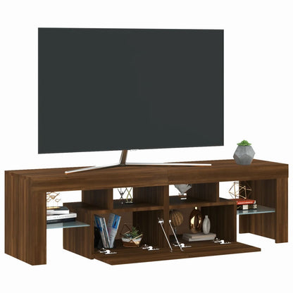 TV-benk med LED brun eik 140x36,5x40 cm