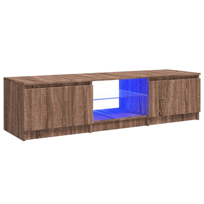 TV-benk med LED brun eik 140x40x35,5 cm