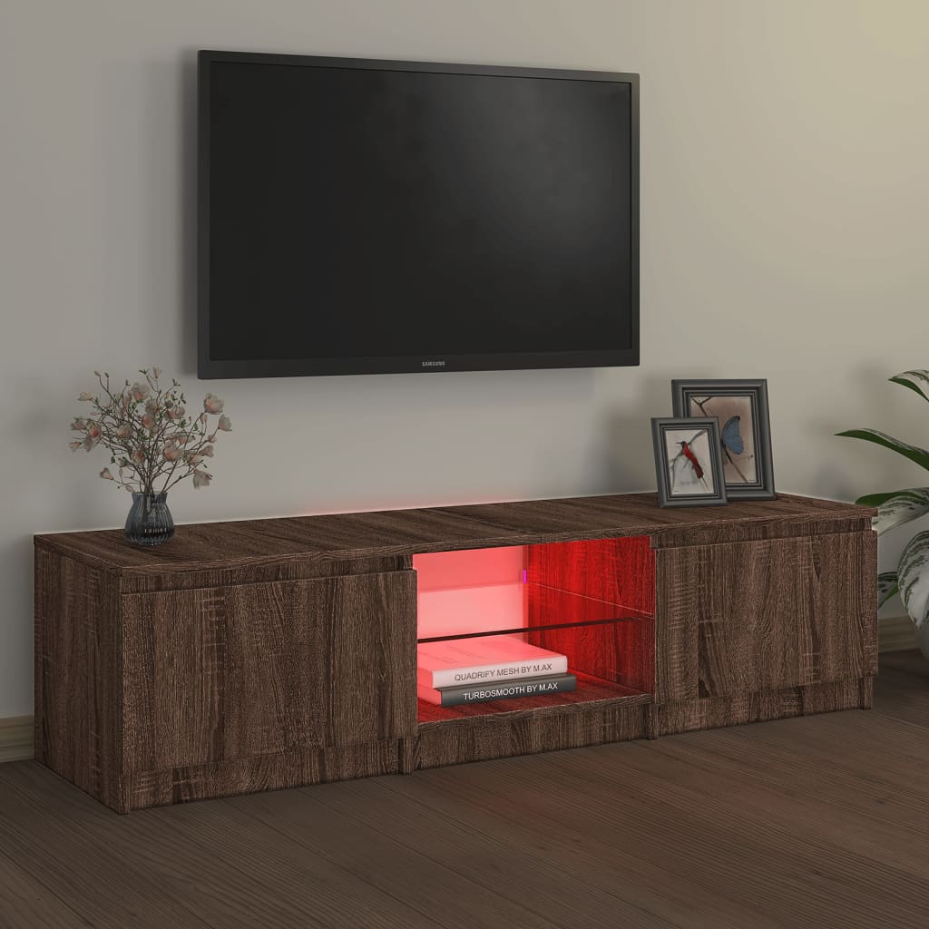 TV-benk med LED brun eik 140x40x35,5 cm