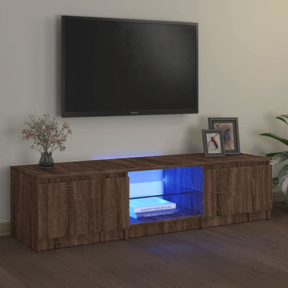 TV-benk med LED brun eik 140x40x35,5 cm