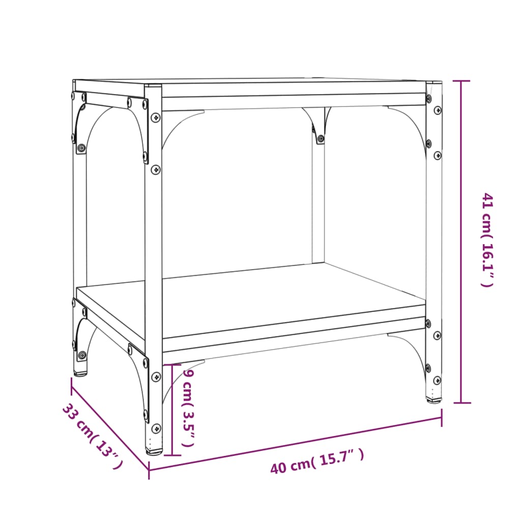 TV-benk svart 40x33x41 cm konstruert tre og stål