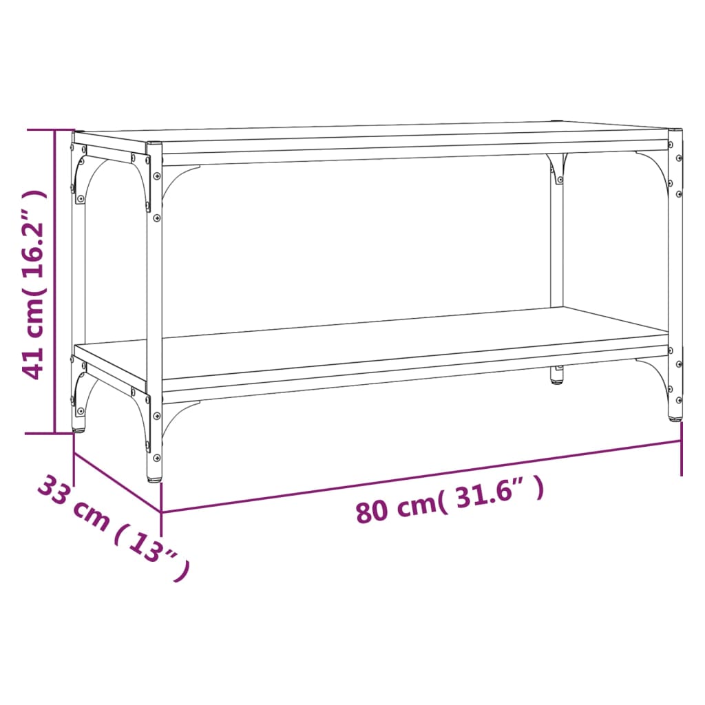 TV-benk svart 80x33x41 cm konstruert tre og stål