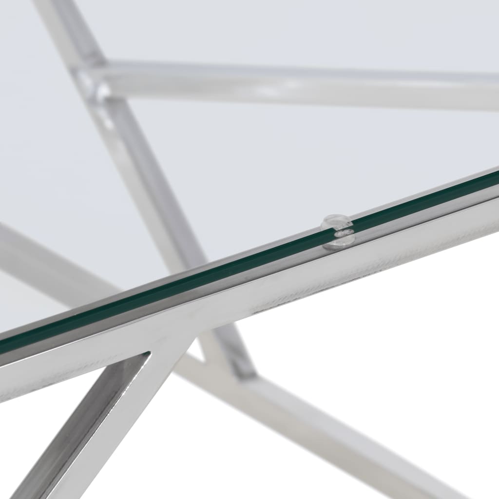 Salongbord Sofabord DIV. sølv rustfritt stål og herdet glass