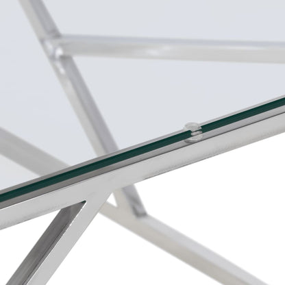 Salongbord Sofabord DIV. sølv rustfritt stål og herdet glass