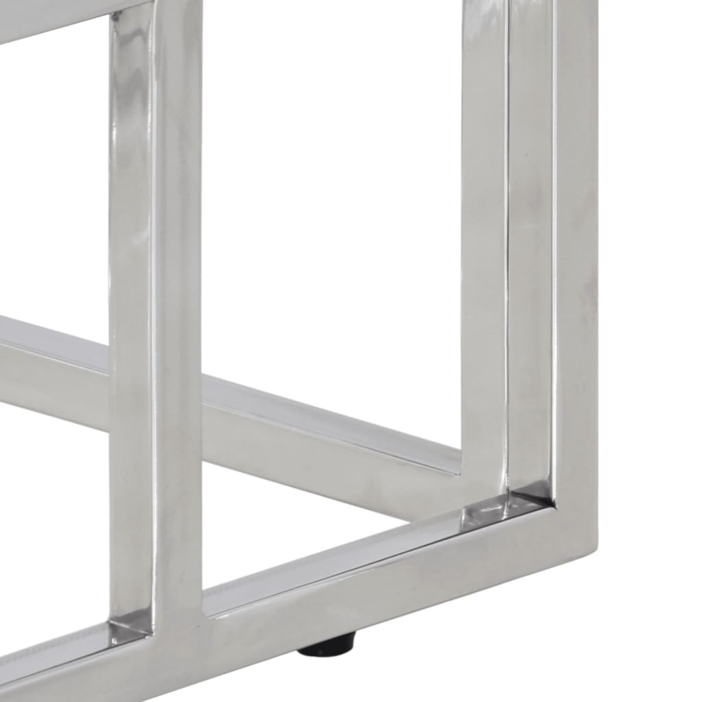 Avlastningsbord Konsollbord DIV. sølv rustfritt stål og herdet glass