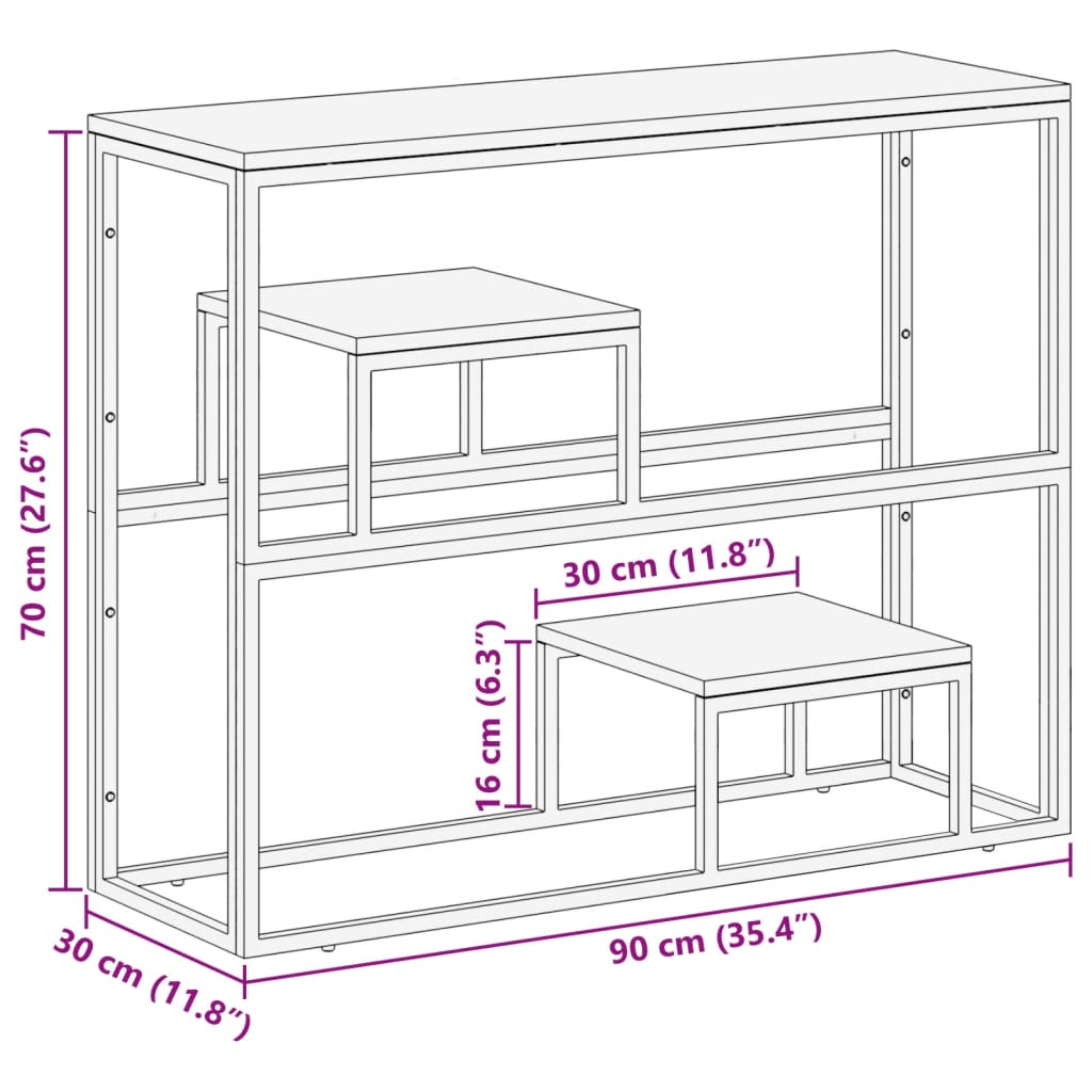 Avlastningsbord Konsollbord DIV. gull rustfritt stål og heltre tresville