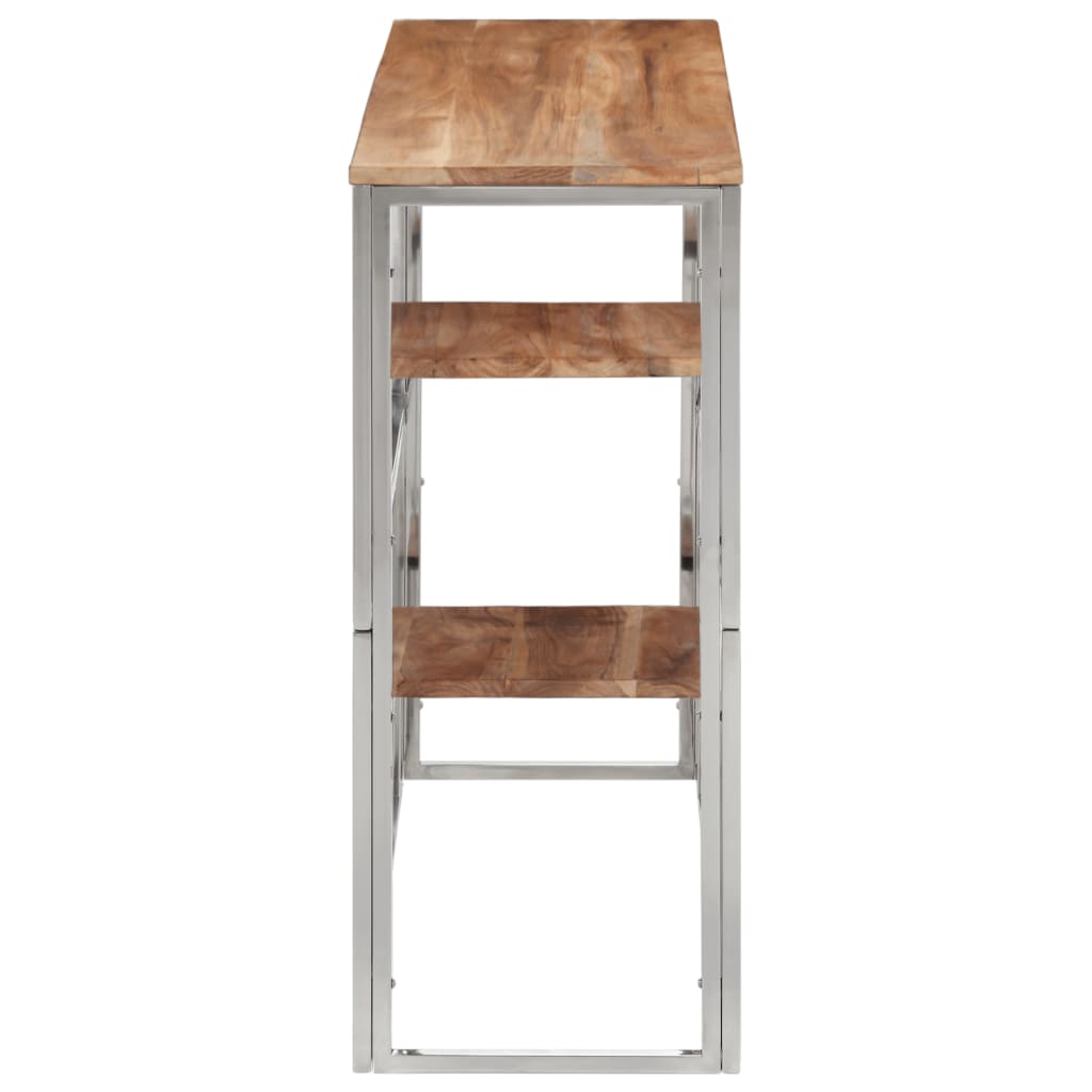 Avlastningsbord Konsollbord DIV. sølv rustfritt stål og heltre akasie