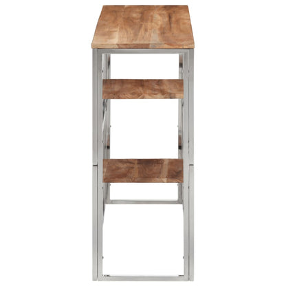 Avlastningsbord Konsollbord DIV. sølv rustfritt stål og heltre akasie