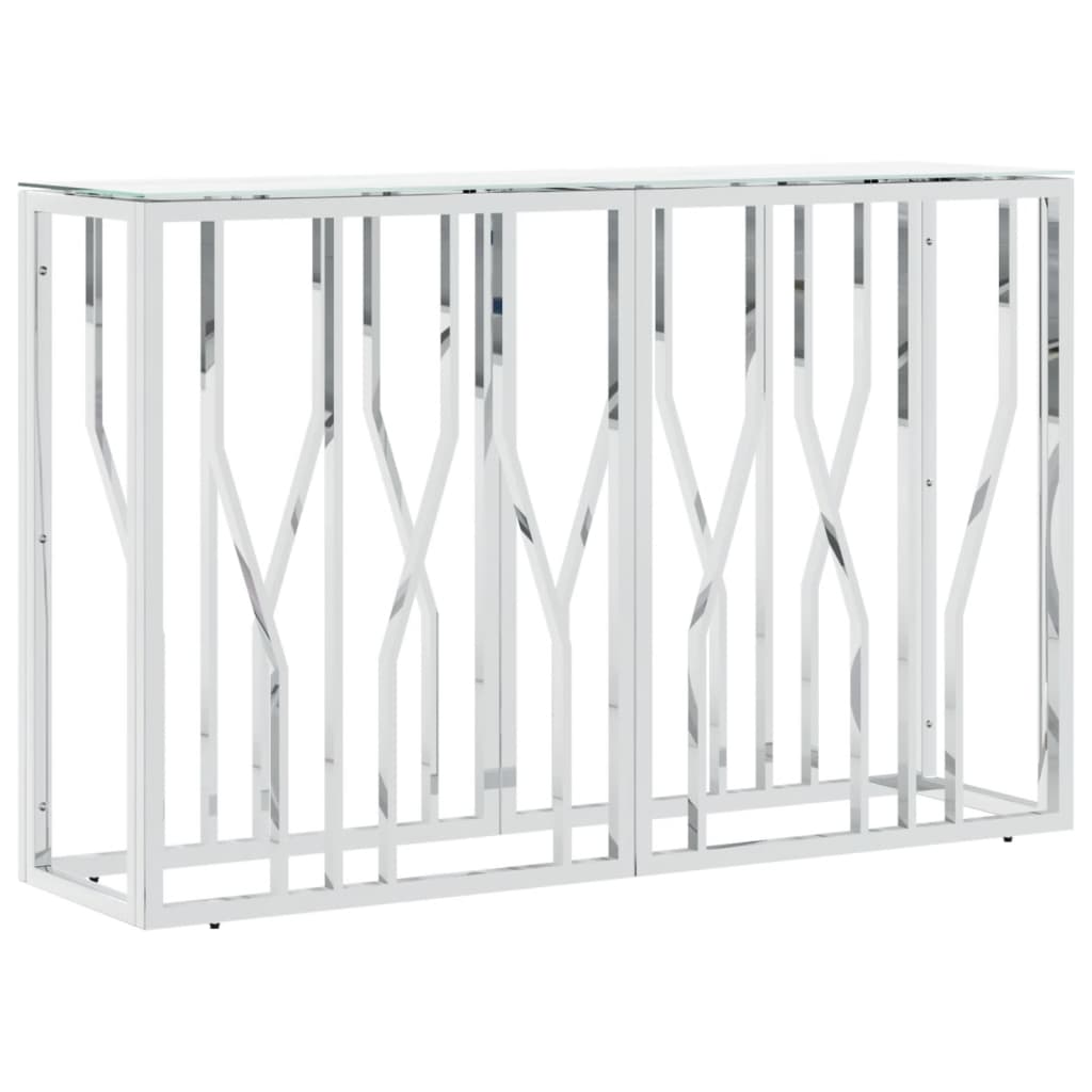 Avlastningsbord Konsollbord DIV. sølv 110x30x70 cm rustfritt stål og glass