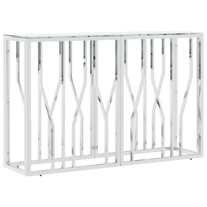 Avlastningsbord Konsollbord DIV. sølv 110x30x70 cm rustfritt stål og glass