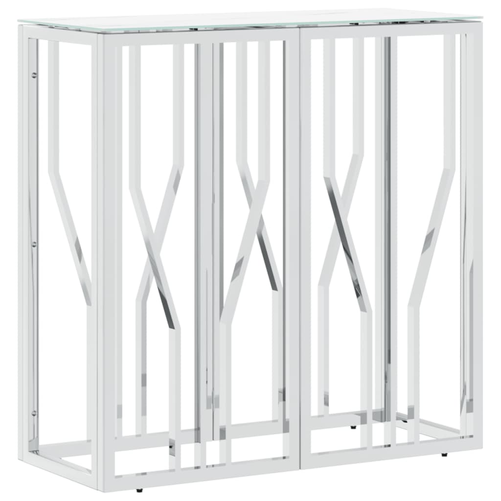 Avlastningsbord Konsollbord DIV. sølv 70x30x70 cm rustfritt stål og glass