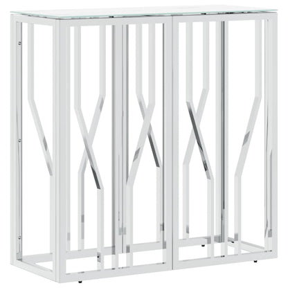 Avlastningsbord Konsollbord DIV. sølv 70x30x70 cm rustfritt stål og glass