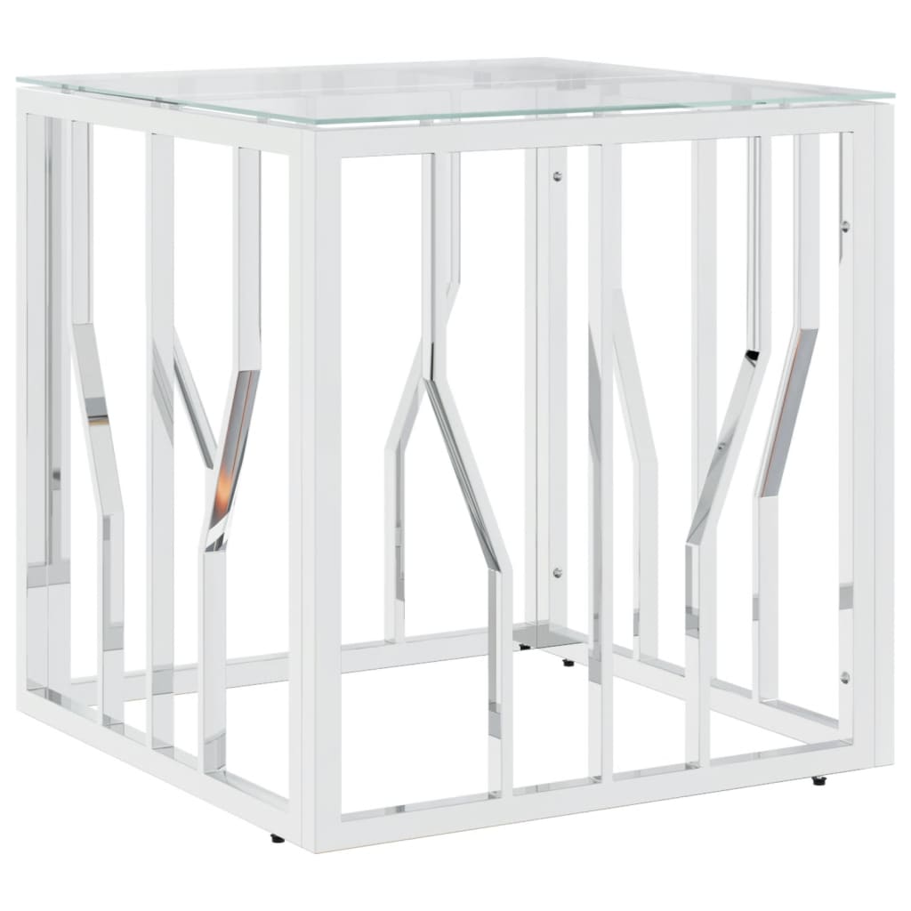 Salongbord Sofabord DIV. rustfritt stål sølv og glass 50x50x50 cm