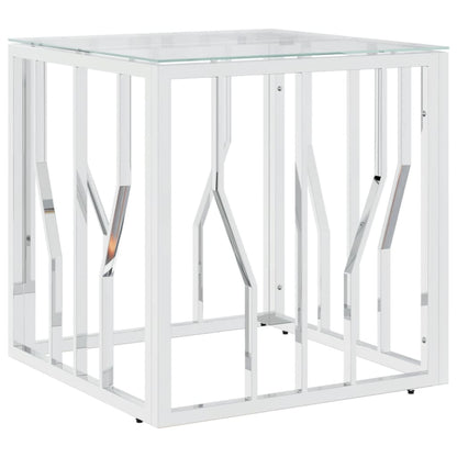 Salongbord Sofabord DIV. rustfritt stål sølv og glass 50x50x50 cm