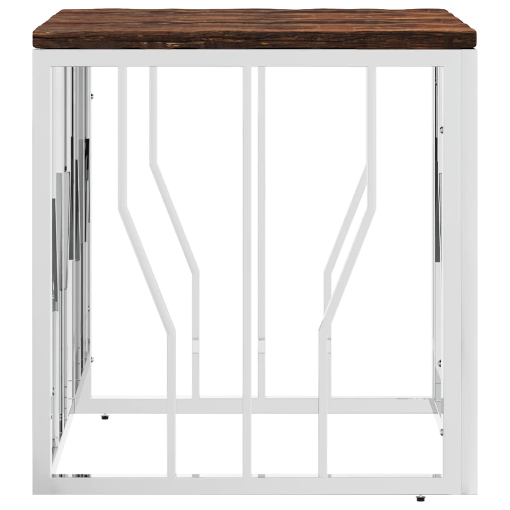 Salongbord Sofabord DIV. sølv rustfritt stål og gjenvunnet heltre