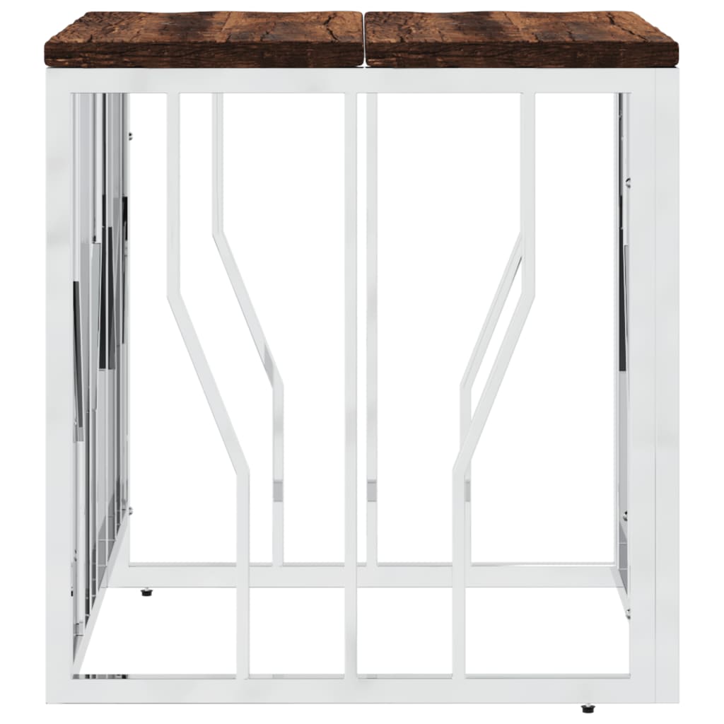 Salongbord Sofabord DIV. sølv rustfritt stål og gjenvunnet heltre