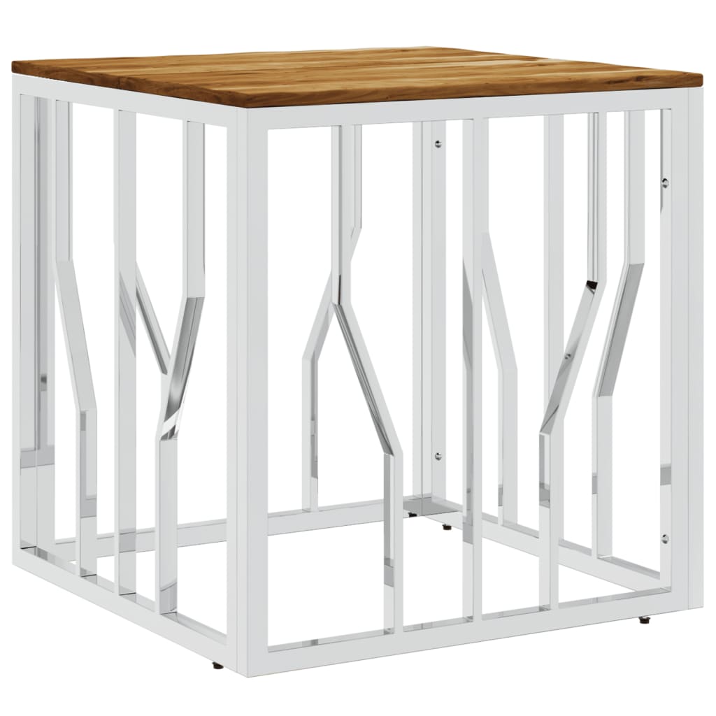 Salongbord Sofabord DIV. sølv rustfritt stål og heltre akasie