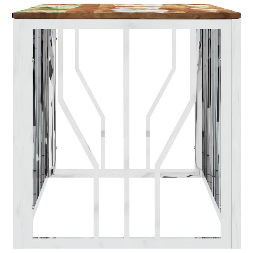 Salongbord Sofabord DIV. rustfritt stål sølv og gjenvunnet heltre