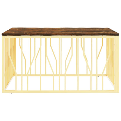 Salongbord Sofabord DIV. rustfritt stål gull og gjenvunnet heltre