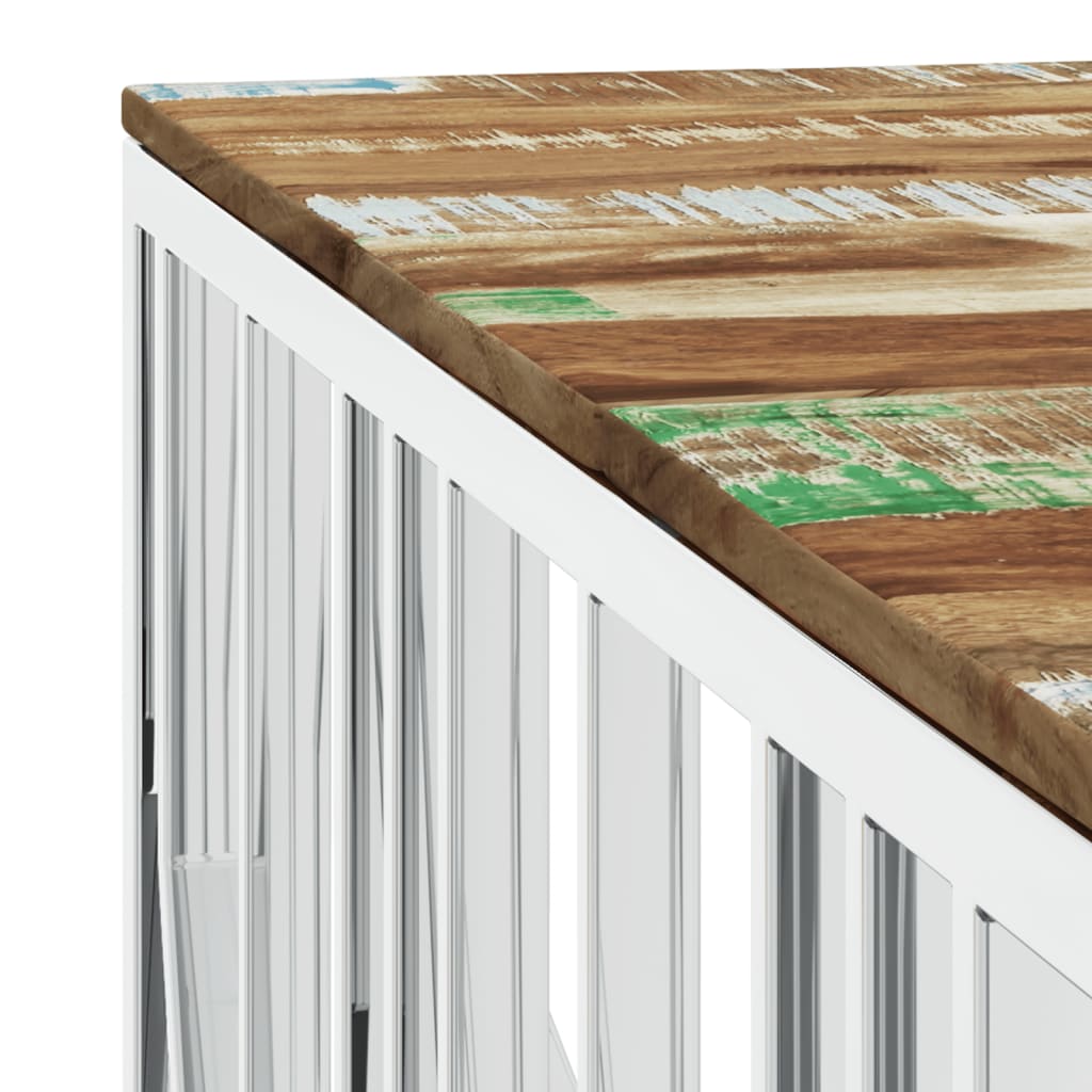 Salongbord Sofabord DIV. rustfritt stål sølv og gjenvunnet heltre