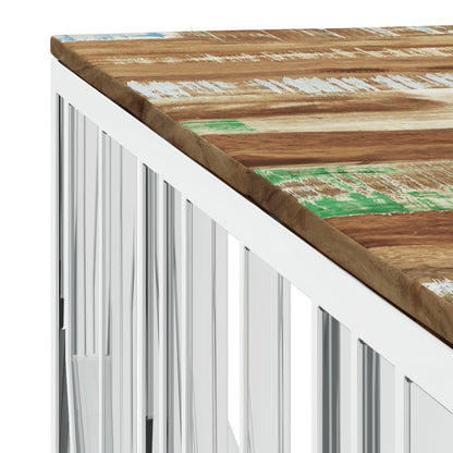 Salongbord Sofabord DIV. rustfritt stål sølv og gjenvunnet heltre