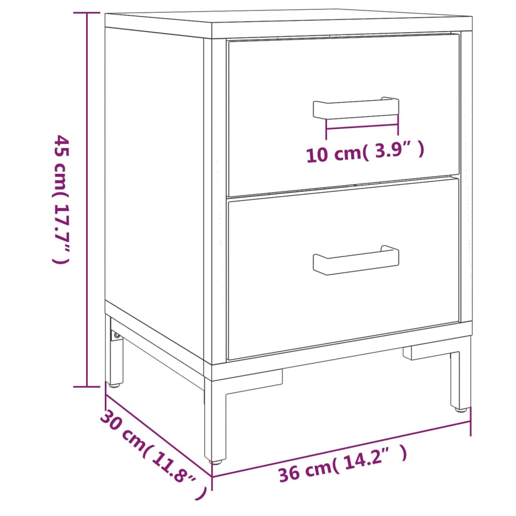 Nattbord Sengbord svart 36x30x45 cm heltre furu