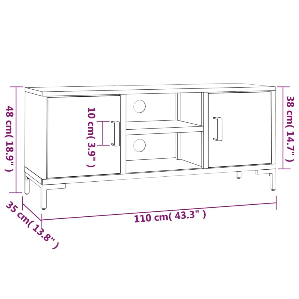 TV-benk brun 110x35x48 cm heltre furu