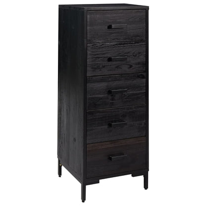 Kommode Svart 42x35x110 cm heltre furu