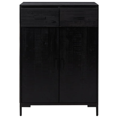 Skoskap Skohylle Skobenk Svart 75x40x110 cm heltre furu