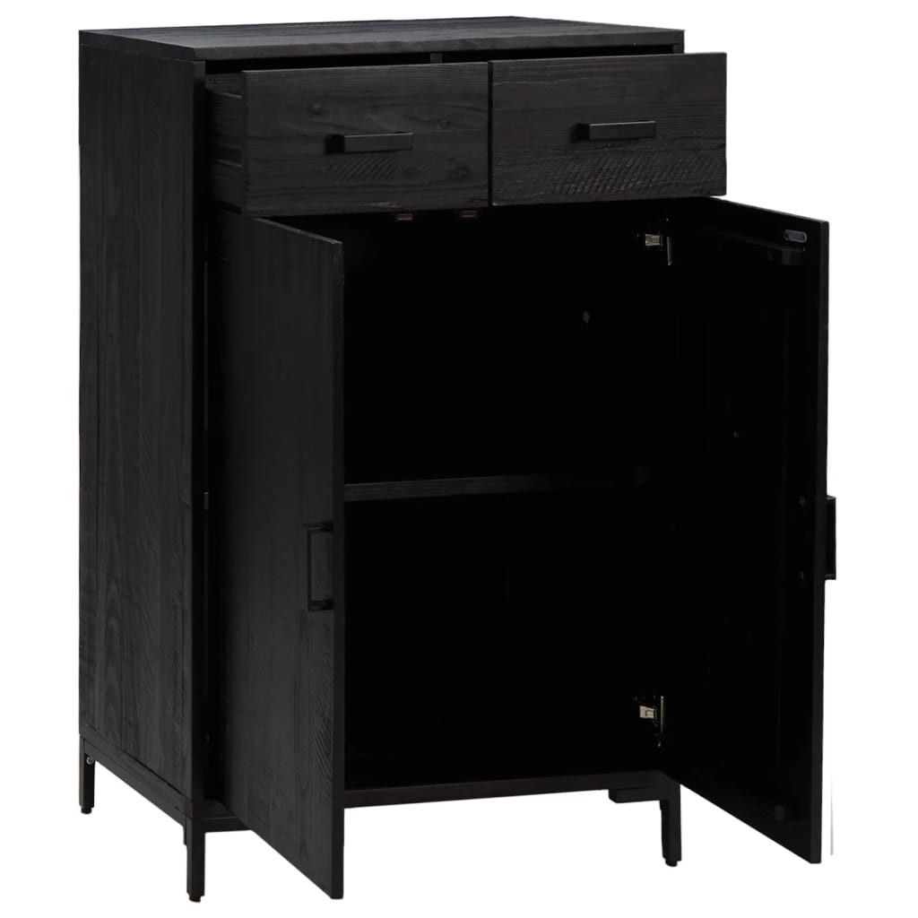 Skoskap Skohylle Skobenk Svart 75x40x110 cm heltre furu