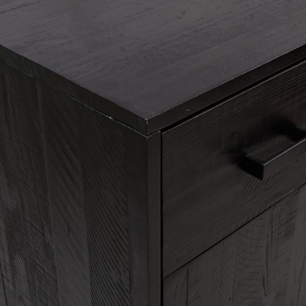 Skoskap Skohylle Skobenk Svart 75x40x110 cm heltre furu