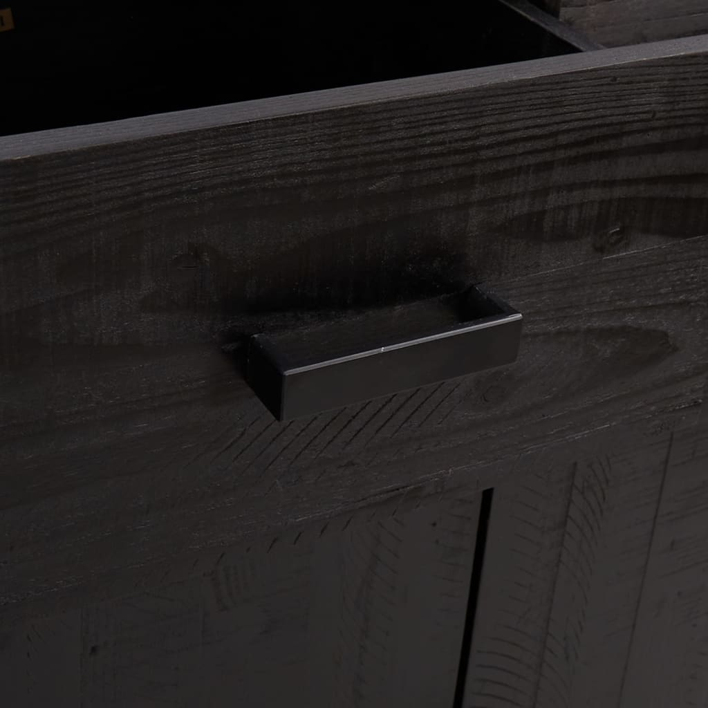 Skoskap Skohylle Skobenk Svart 75x40x110 cm heltre furu