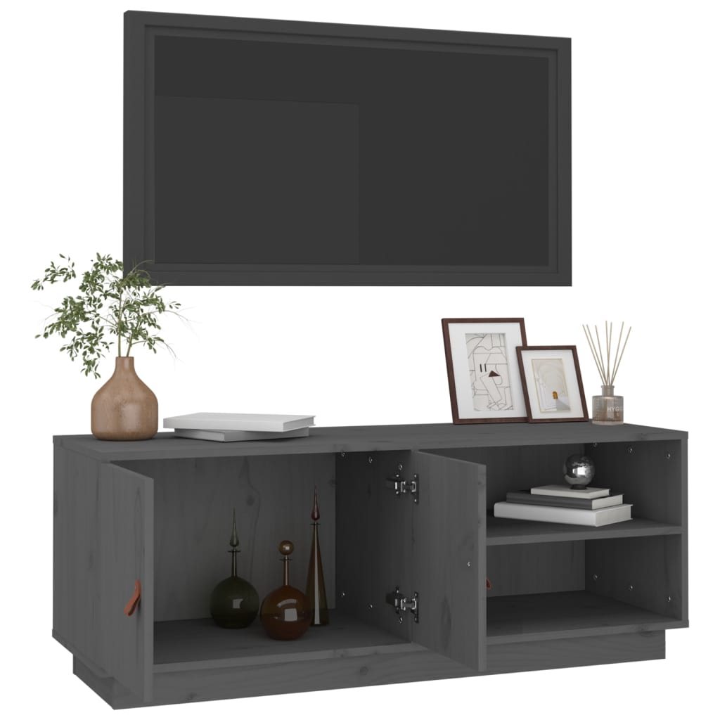 TV-benk grå 105x34x40 cm heltre furu