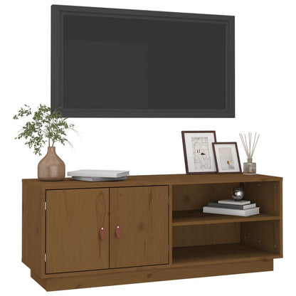 TV-benk honningbrun 105x34x40 cm heltre furu