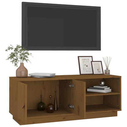 TV-benk honningbrun 105x34x40 cm heltre furu