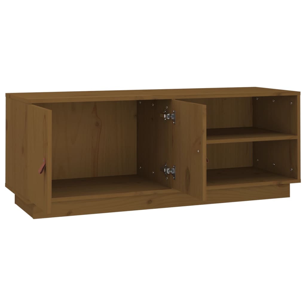 TV-benk honningbrun 105x34x40 cm heltre furu