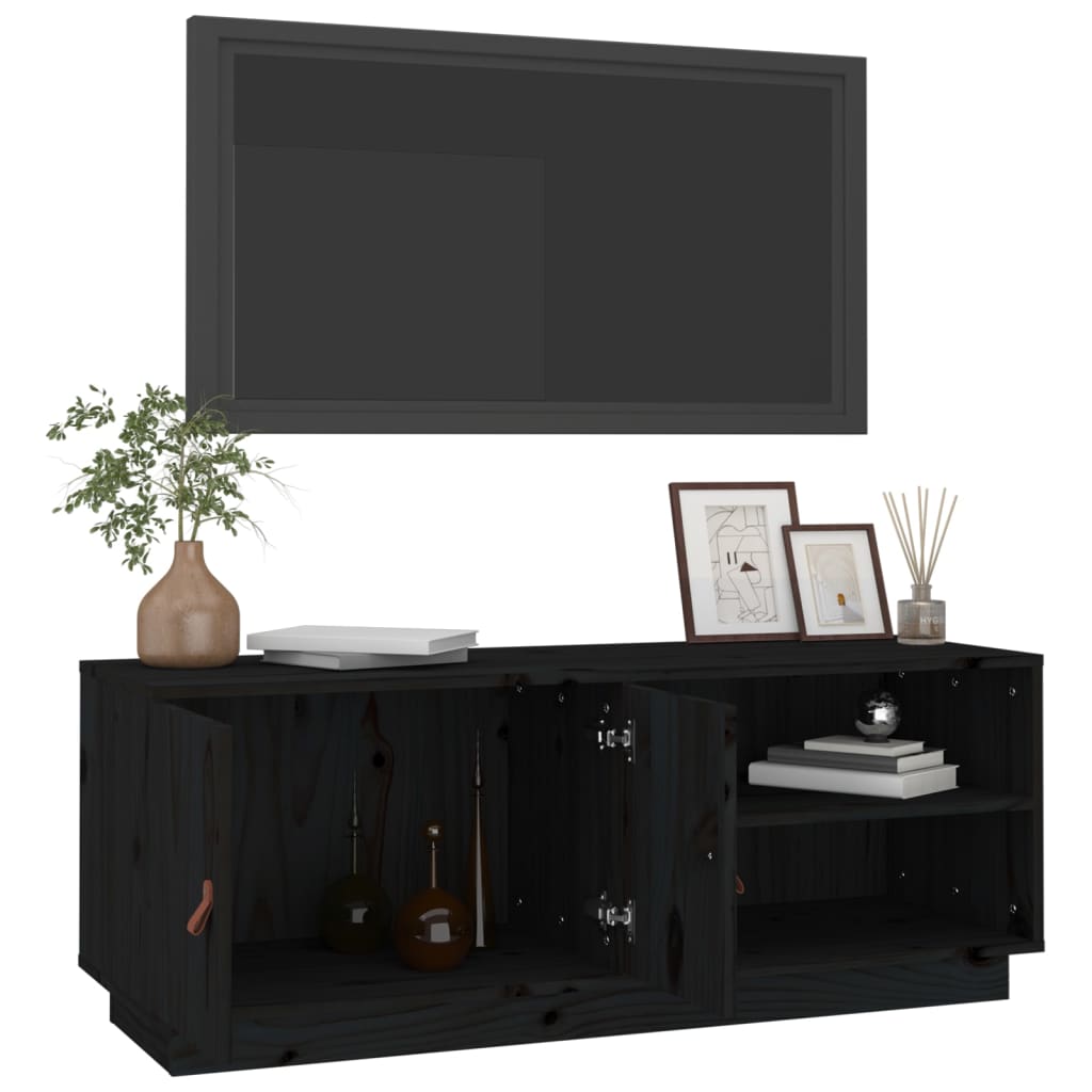 TV-benk svart 105x34x40 cm heltre furu