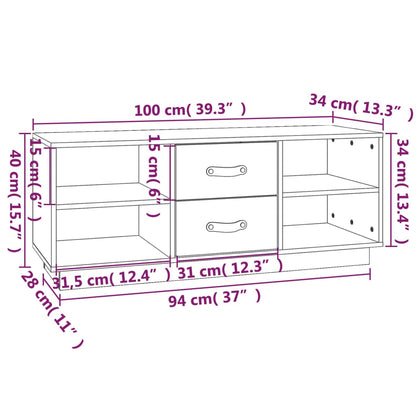 TV-benk hvit 100x34x40 cm heltre furu