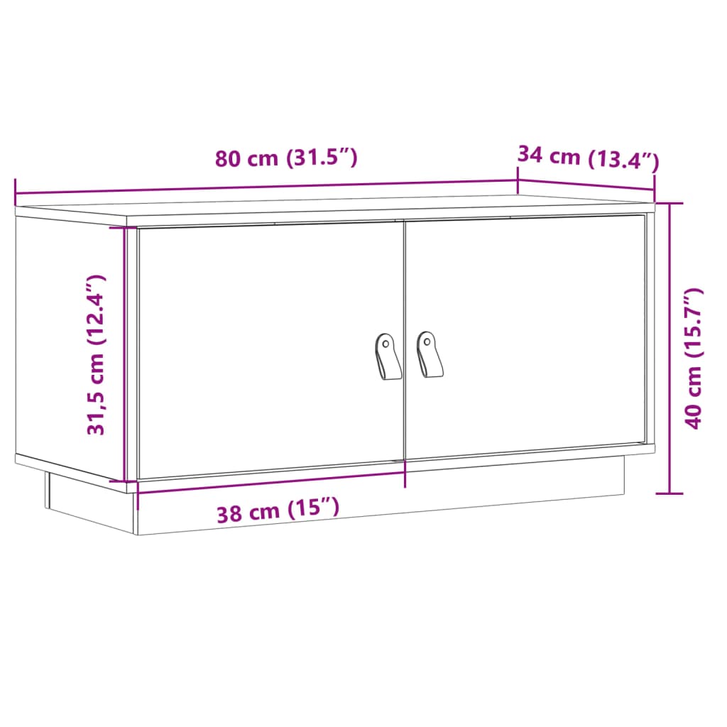 TV-benk grå 80x34x40 cm heltre furu