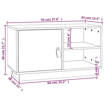 TV-benk honningbrun 70x34x40 cm heltre furu