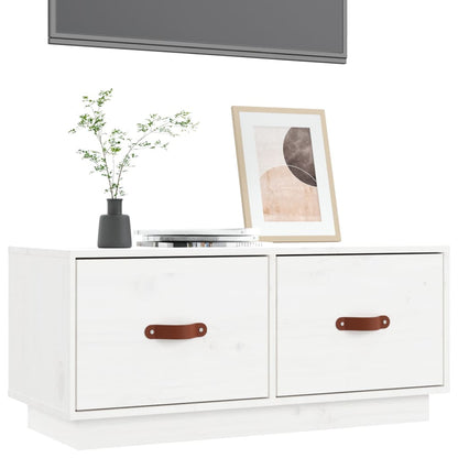 TV-benk hvit 80x34x35 cm heltre furu