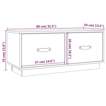 TV-benk hvit 80x34x35 cm heltre furu