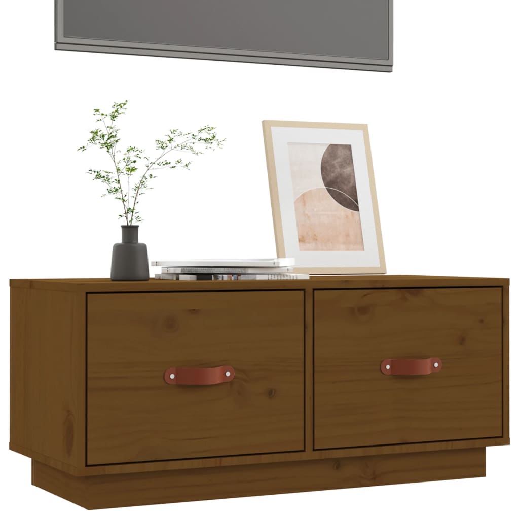 TV-benk honningbrun 80x34x35 cm heltre furu