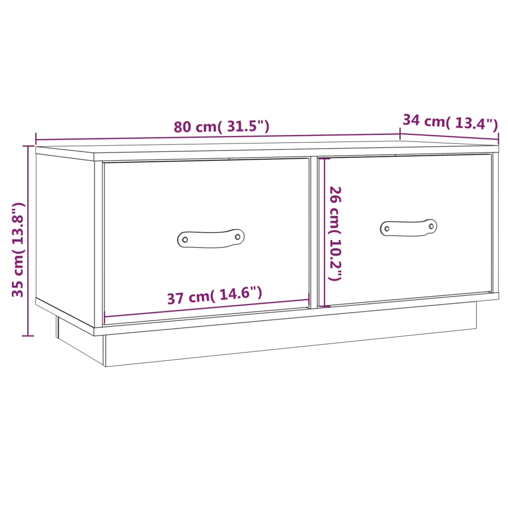 TV-benk honningbrun 80x34x35 cm heltre furu