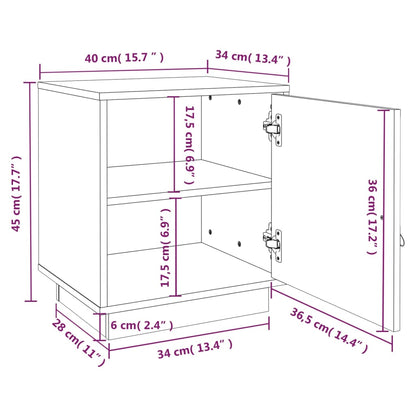 Nattbord Sengbord svart 40x34x45 heltre furu