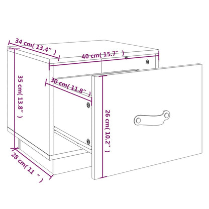 Nattbord Sengbord svart 40x34x35 cm heltre furu