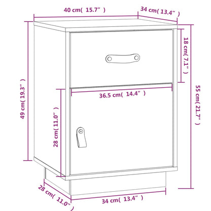 Nattbord Sengbord svart 40x34x55 heltre furu