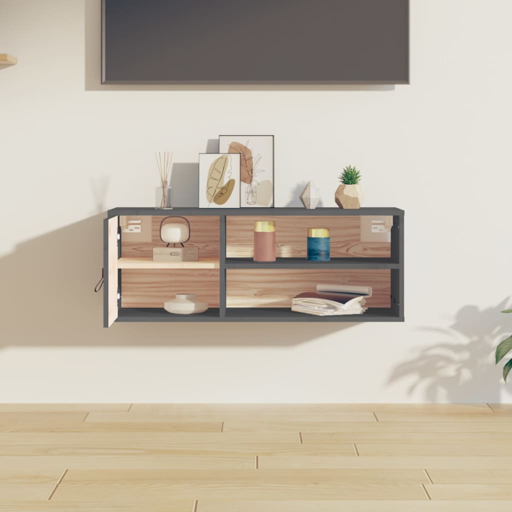 Veggskap Grå 80x30x30 cm heltre furu