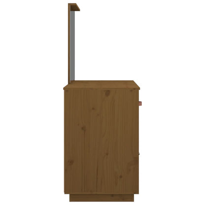 Sminkebord honningbrun 95x50x134 cm heltre furu