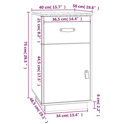 Skap til skrivebord hvit 40x50x75 cm heltre furu